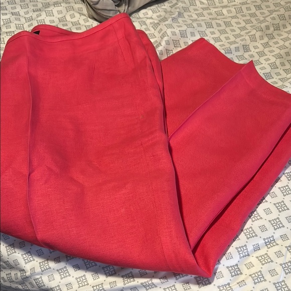 Talbots Pants - Talbots Hot Pink Linen Heritage Trousers - 18